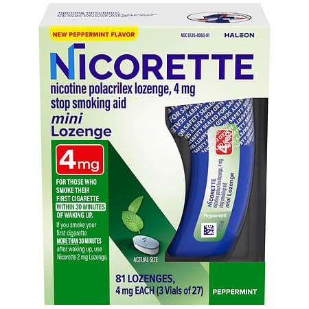 Nicorette 4mg Stop Smoking Aid Nicotine Mini Dual Layer Lozenges - Peppermint - 81ct