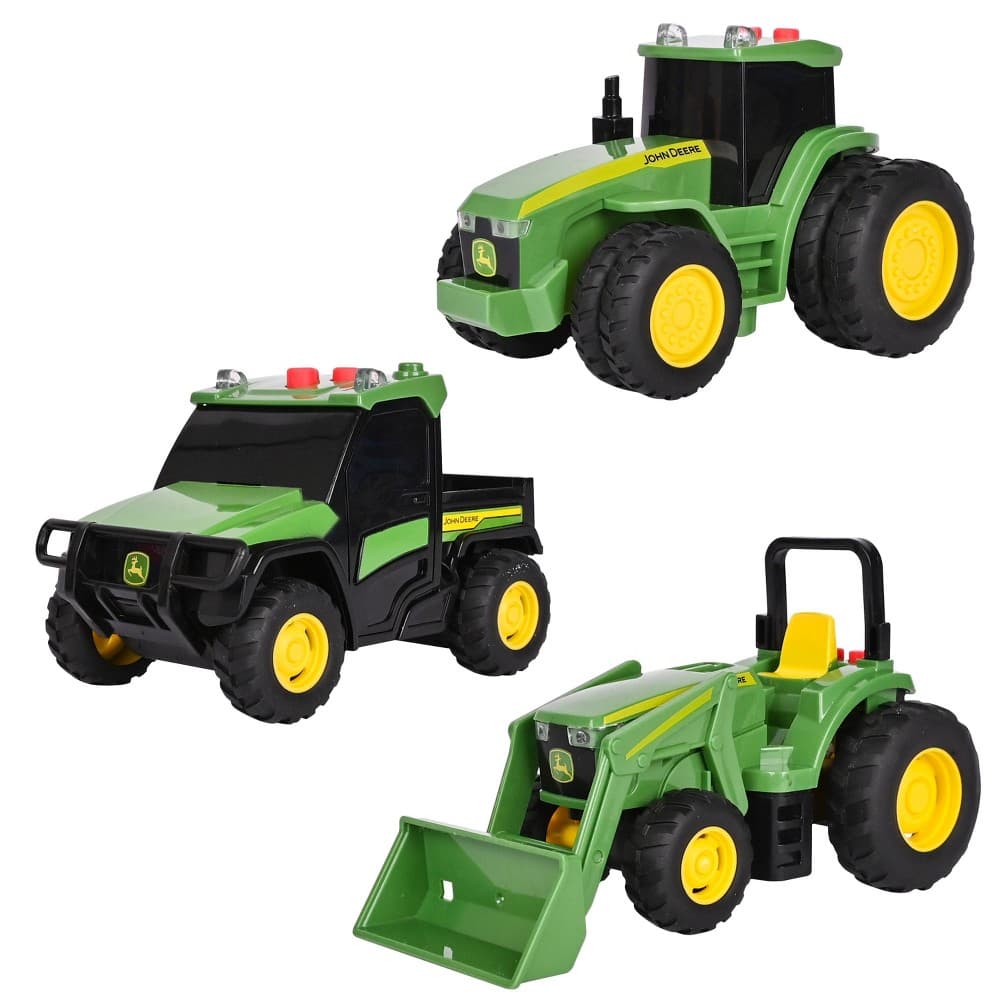 John Deere Mini Assorted 3pk Tractors Toy Vehicles light up and rev up sounds