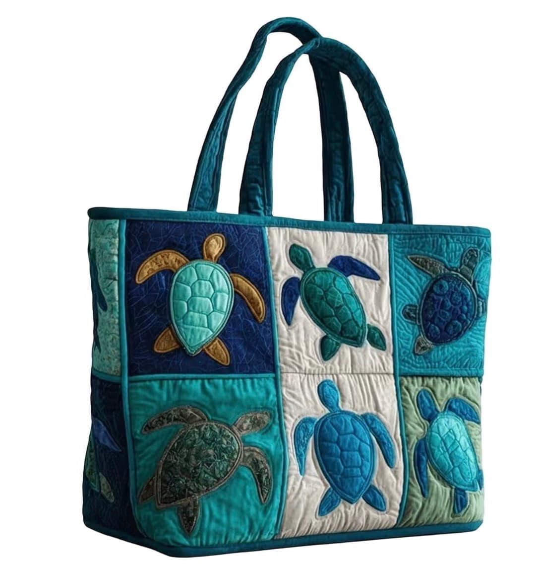 Sea Turtle Patchwork Tote Bag