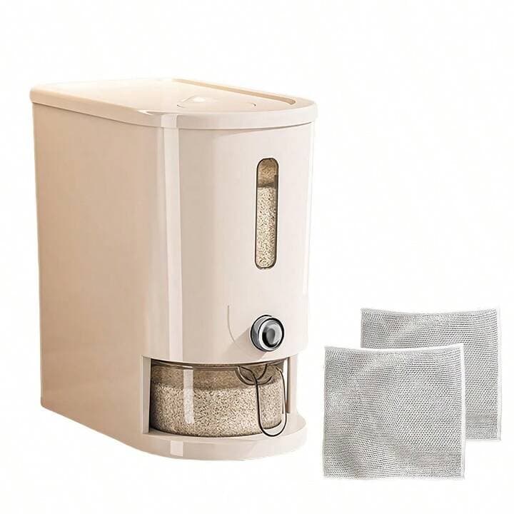 (11lb) Elegant Rectangular Rice Dispenser– Built-In Insect Repellent