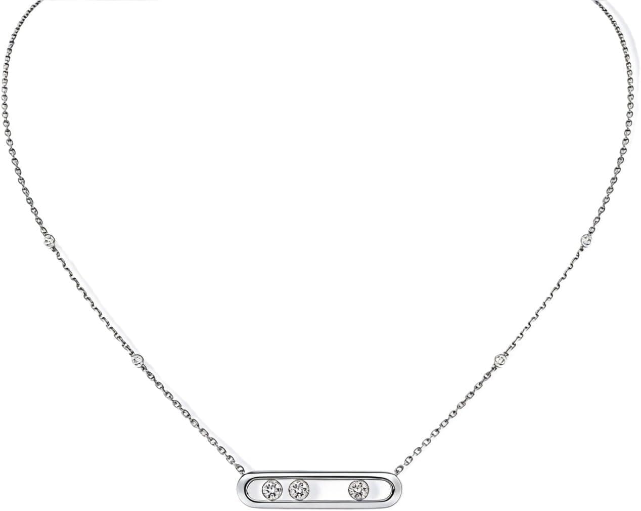 Women's Crystal Necklace, Sliding Rhinestone Necklace, Simple and Stylish Hollowed-Out Smooth Surface, Versatile Clavicle Chain, 18K Gold Plated, Suitable for Everyday wear, Parties, and banquets.