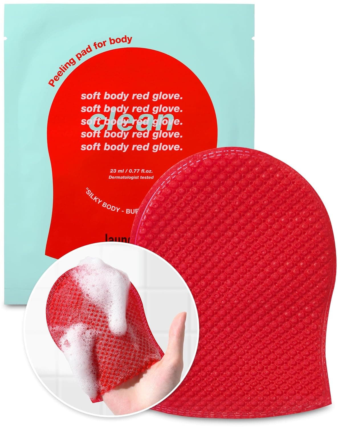 Exfoliating Body Glove with Hyaluronic Acid & Papaya Extract | Gentle Cleansing Scrub Mitt for Soft, Smooth Skin | Korean Skincare (5 Count)