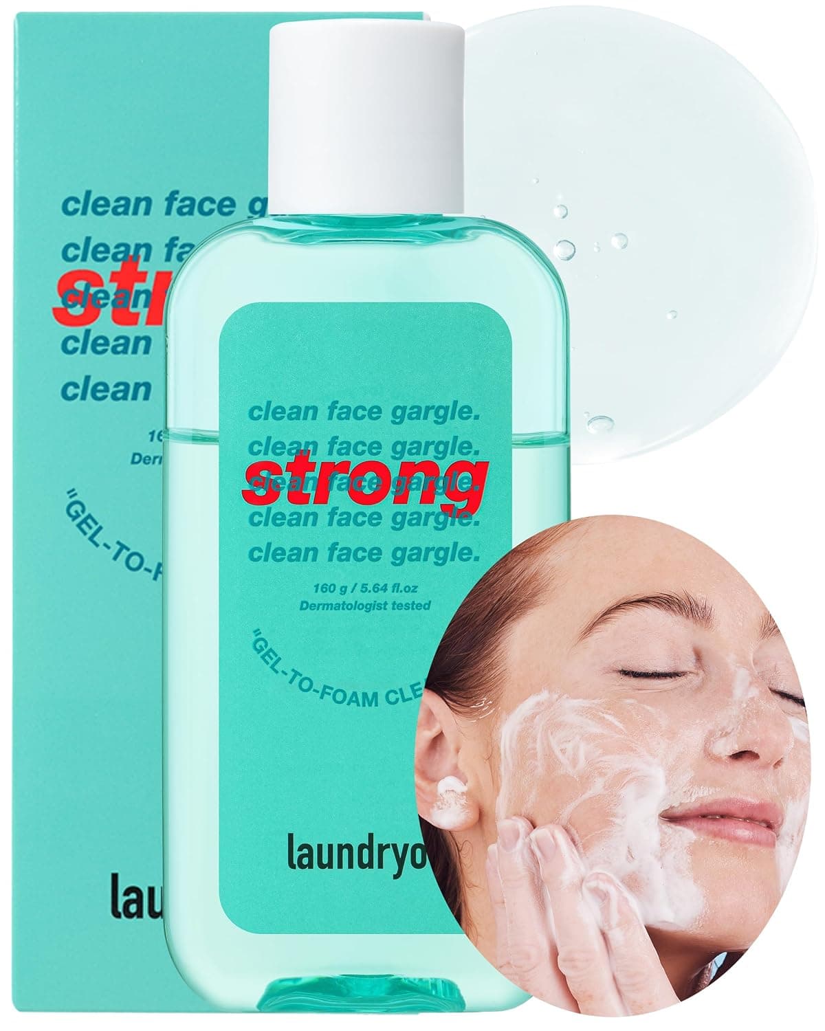 Strong Gel-to-Foam Facial Cleanser | PHA Exfoliating Face Wash, Deep Pore Cleanser Oily & Acne-Prone Skin | Korean Skincare (5.64 fl oz)